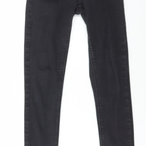 Topshop Womens Black Cotton Skinny Jeans Size 26 in L28 in Regular Button