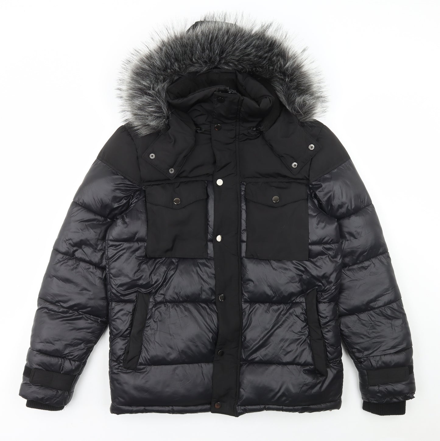 Preworn Womens Black Bomber Jacket Coat Size S Zip