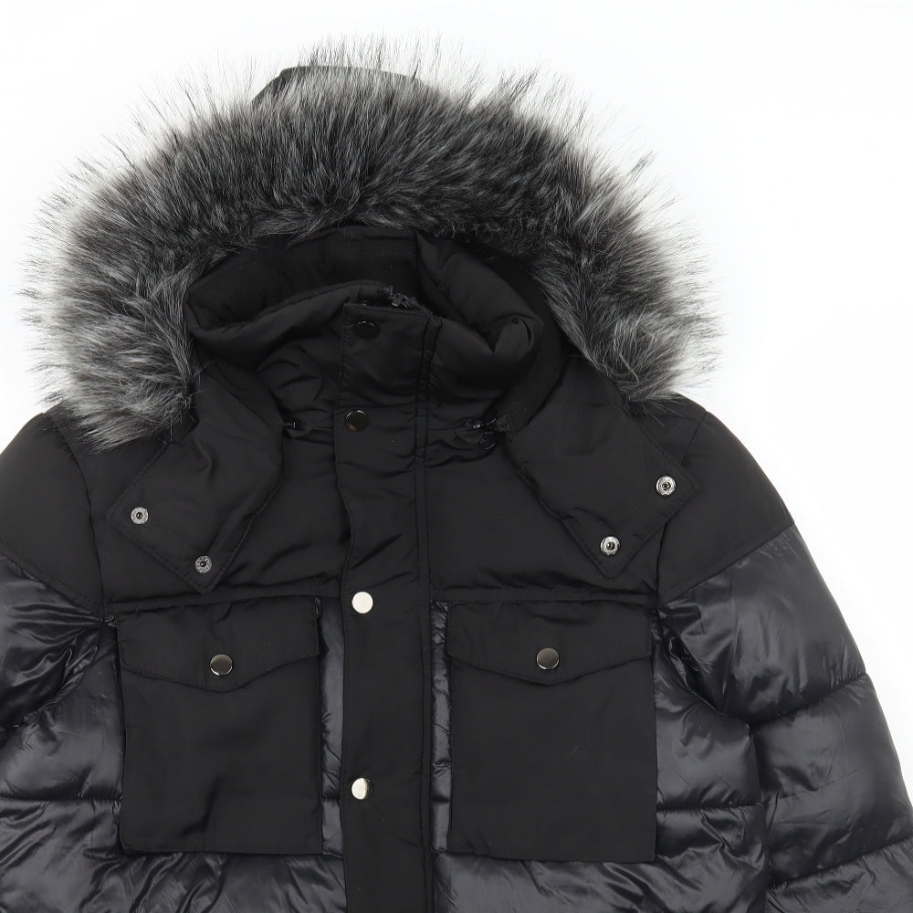 Preworn Womens Black Bomber Jacket Coat Size S Zip