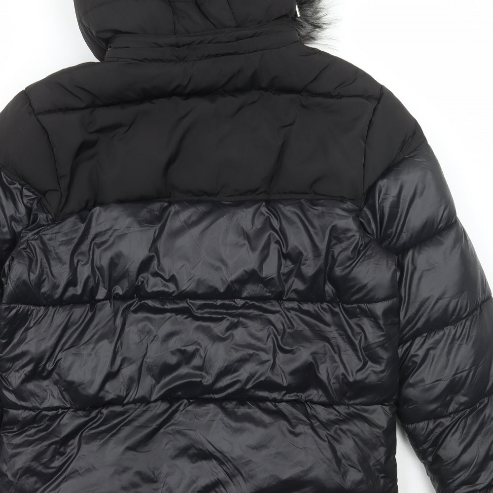 Preworn Womens Black Bomber Jacket Coat Size S Zip