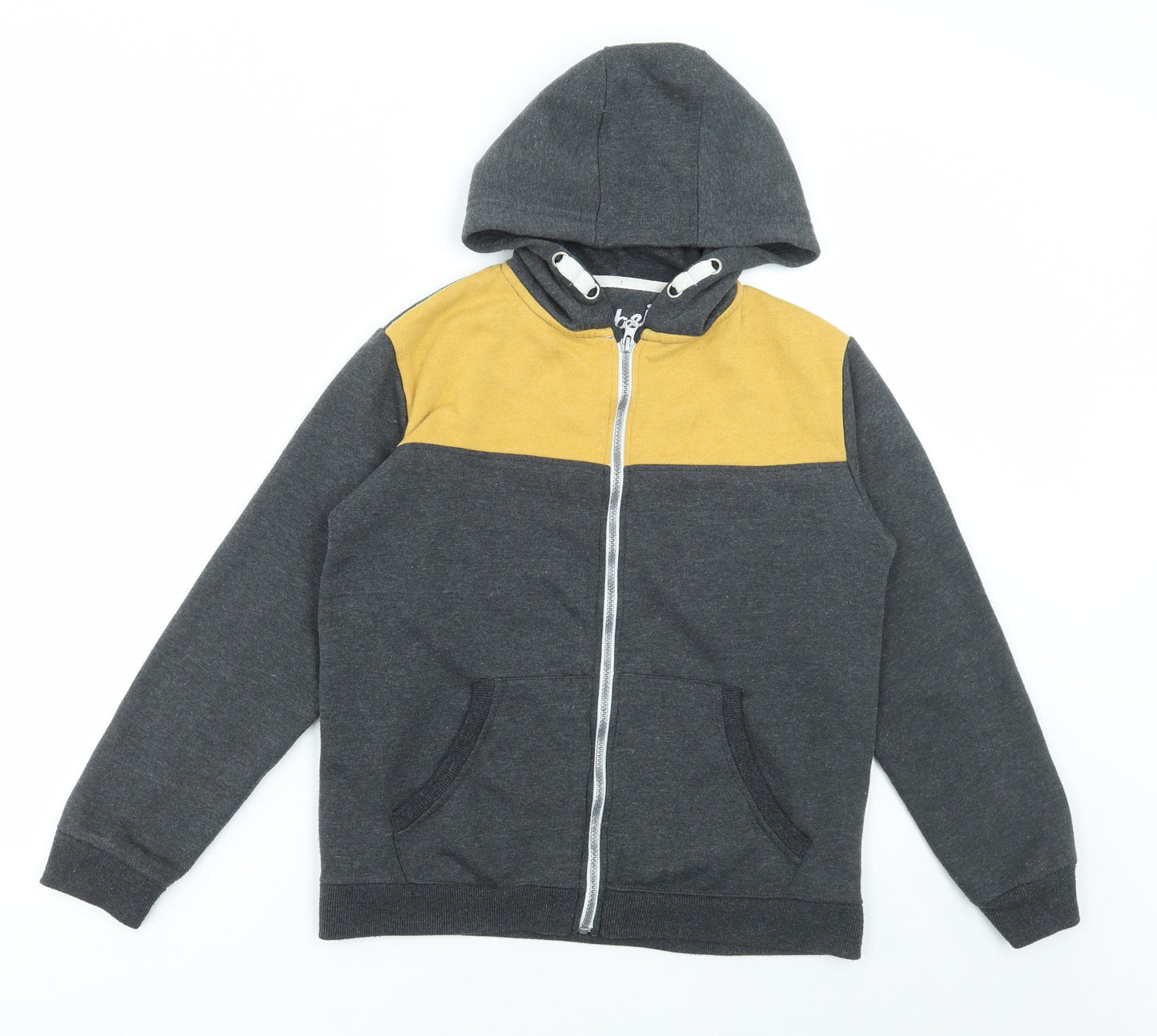 Rebel Boys Grey Colourblock Polyester Full Zip Hoodie Size 12-13 Years Zip