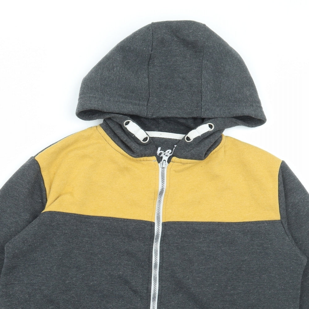 Rebel Boys Grey Colourblock Polyester Full Zip Hoodie Size 12-13 Years Zip