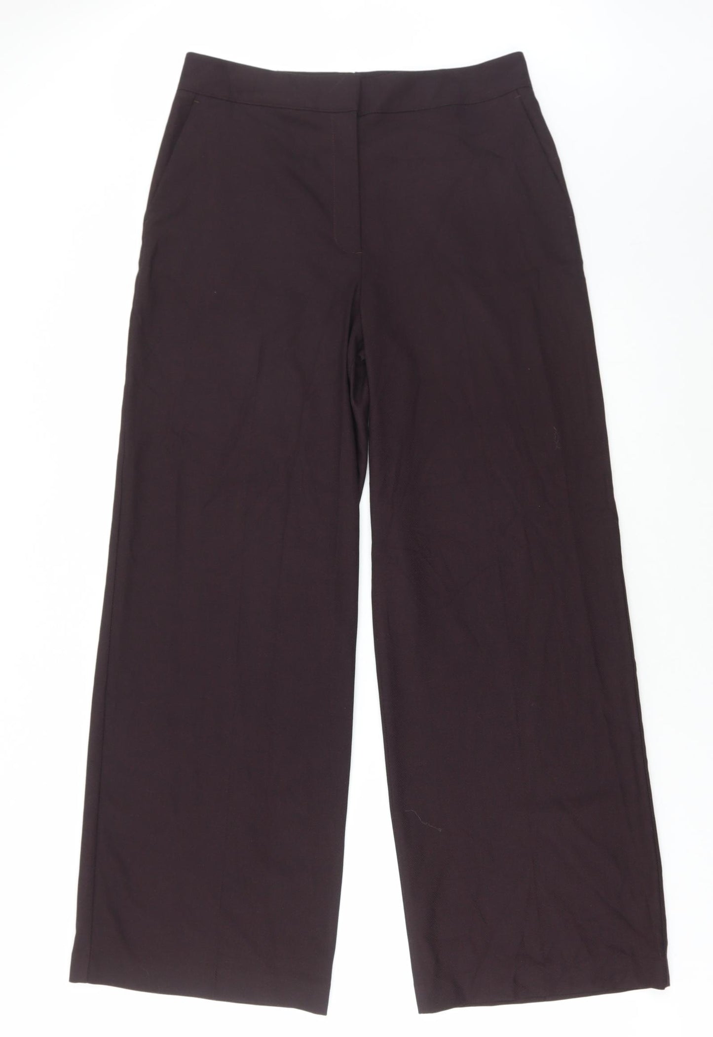 Marks and Spencer Womens Brown Polyester Trousers Size 12 L30 in Regular Hook & Eye