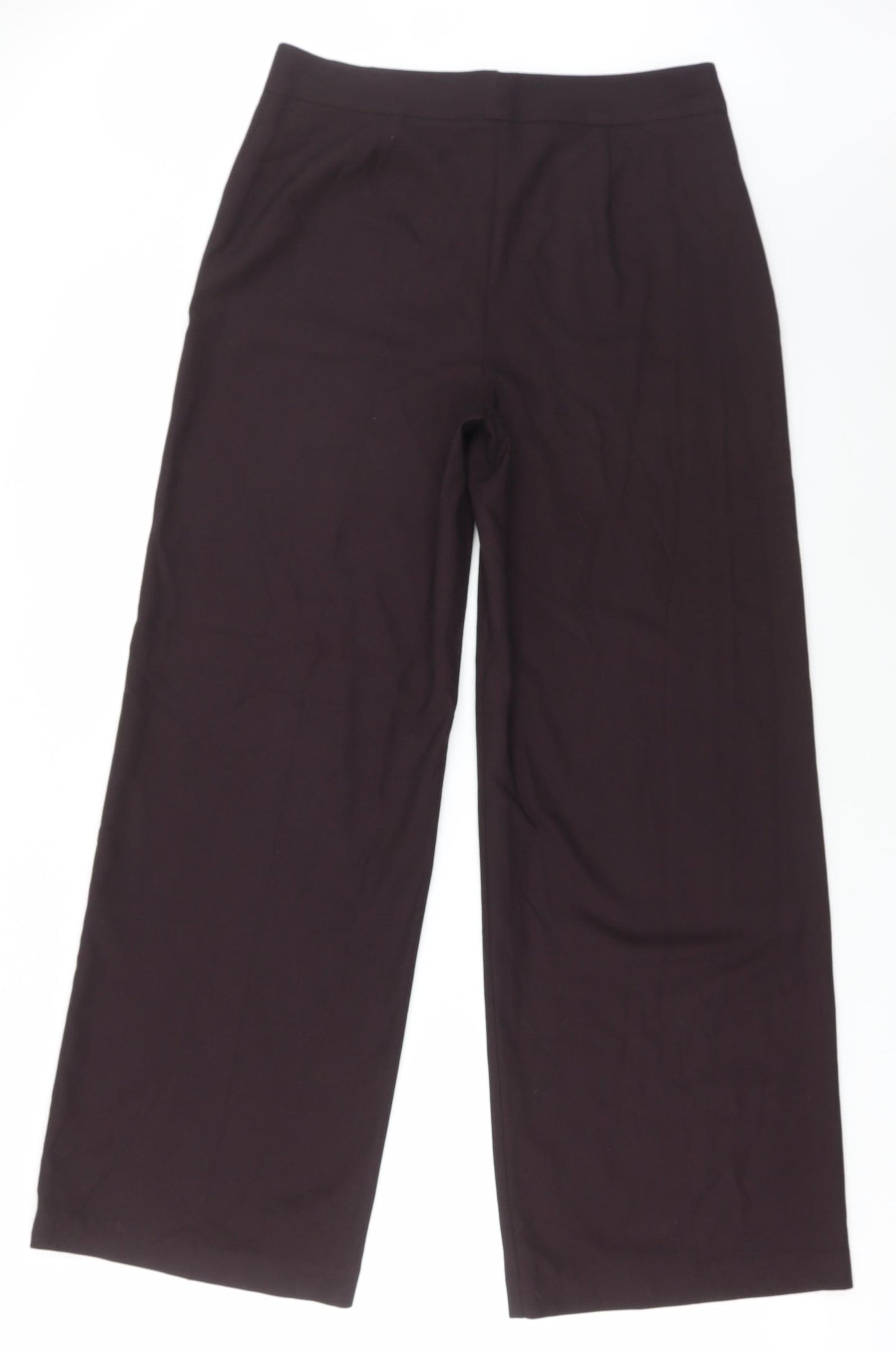 Marks and Spencer Womens Brown Polyester Trousers Size 12 L30 in Regular Hook & Eye