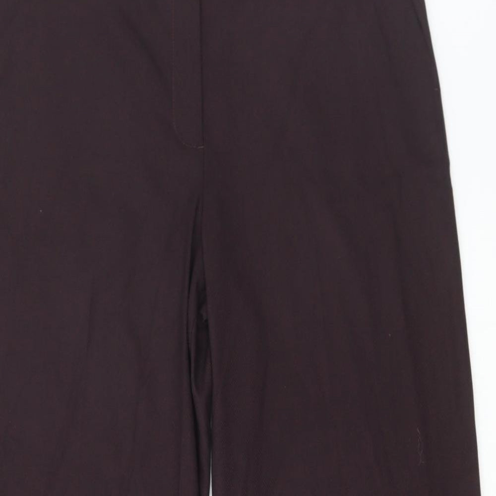 Marks and Spencer Womens Brown Polyester Trousers Size 12 L30 in Regular Hook & Eye