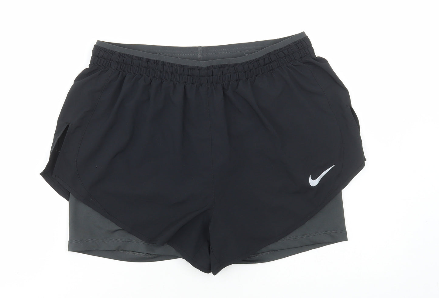 Nike Womens Black Polyester Sweat Shorts Size M L3 in Regular Pull On