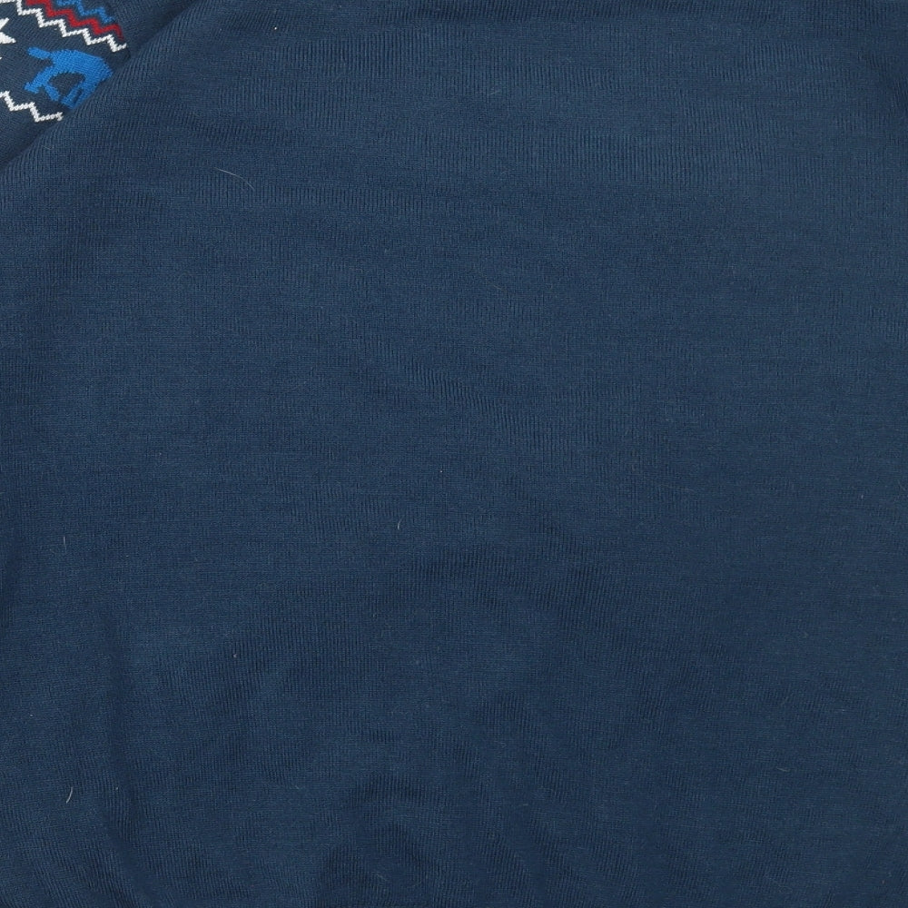 George Mens Blue Round Neck Fair Isle Acrylic Pullover Jumper Size L - Star Wars Christmas