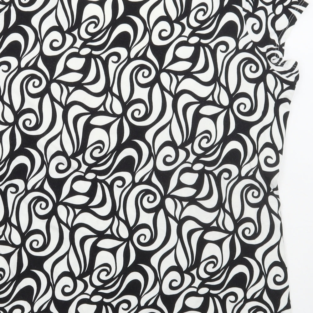 Marks and Spencer Womens White Geometric Viscose Basic T-Shirt Size 20 Scoop Neck