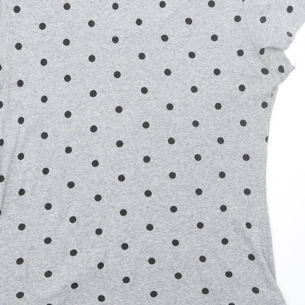 NEXT Womens Grey Polka Dot Cotton Basic T-Shirt Size 16 Scoop Neck