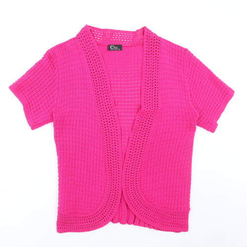 CHIC Womens Pink V-Neck Cotton Cardigan Jumper Size XL