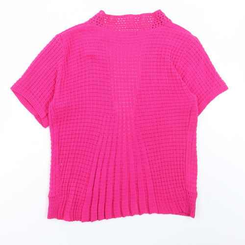 CHIC Womens Pink V-Neck Cotton Cardigan Jumper Size XL