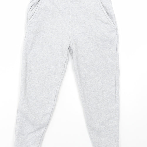Marks and Spencer Boys Grey Cotton Jogger Trousers Size 7-8 Years Regular Drawstring