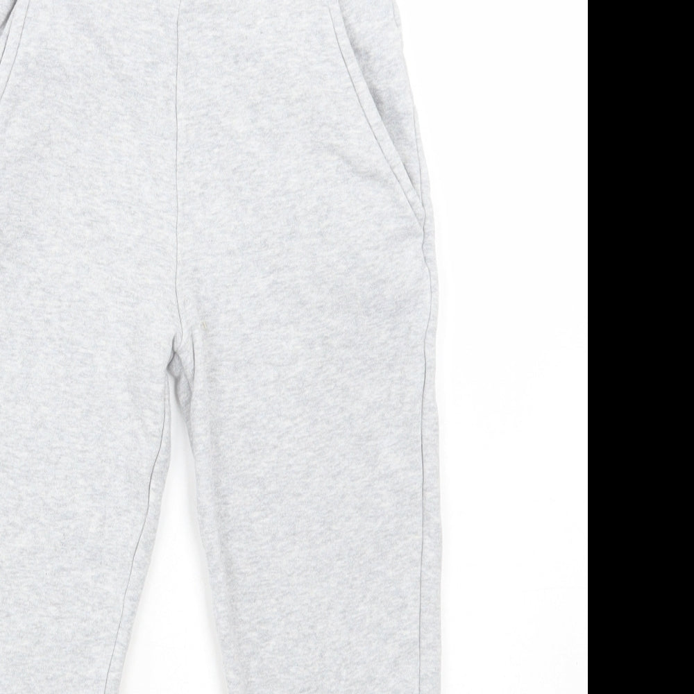 Marks and Spencer Boys Grey Cotton Jogger Trousers Size 7-8 Years Regular Drawstring