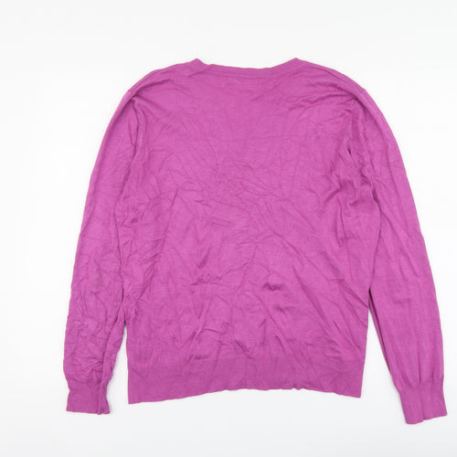 George Womens Purple V-Neck Viscose Pullover Jumper Size 14