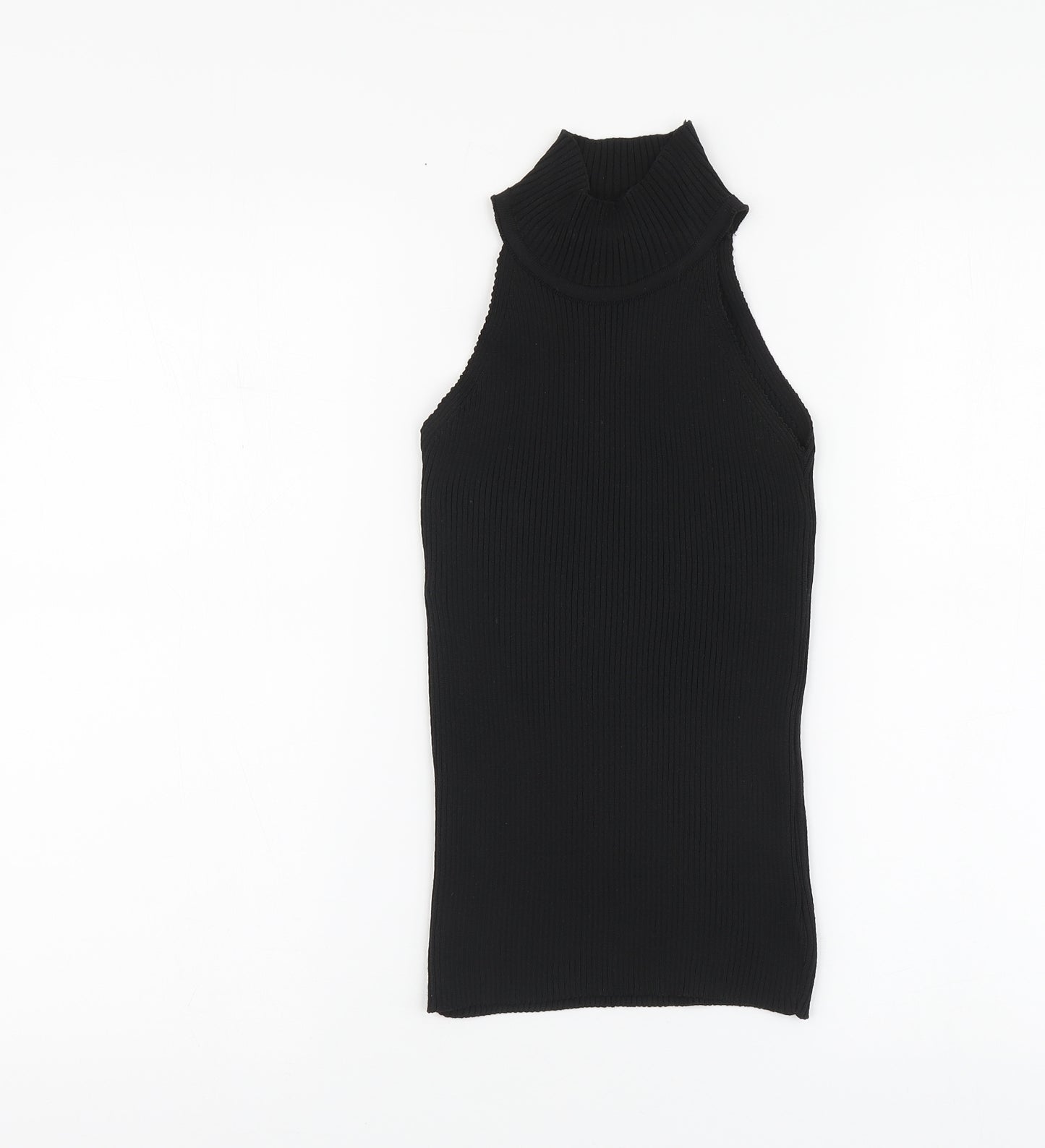PRETTYLITTLETHING Womens Black Acrylic Basic Tank Size S High Neck