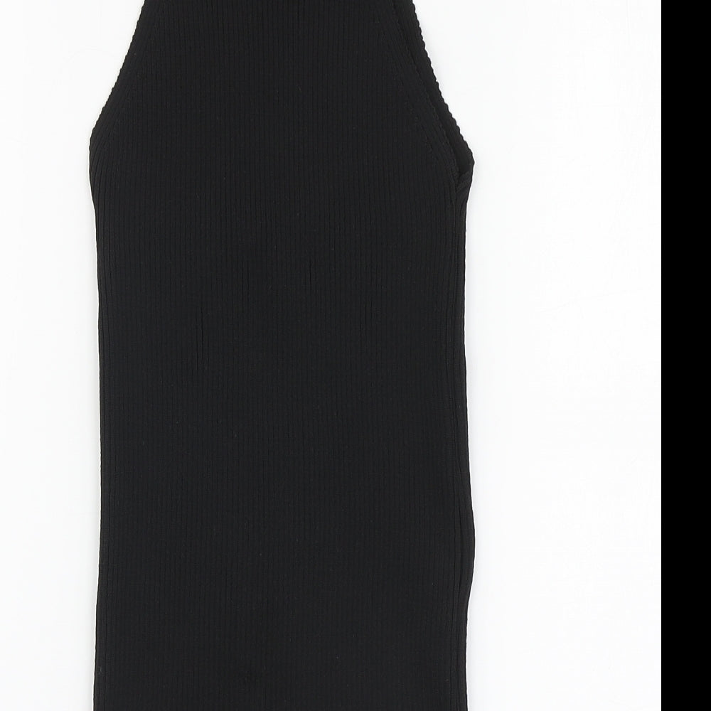 PRETTYLITTLETHING Womens Black Acrylic Basic Tank Size S High Neck