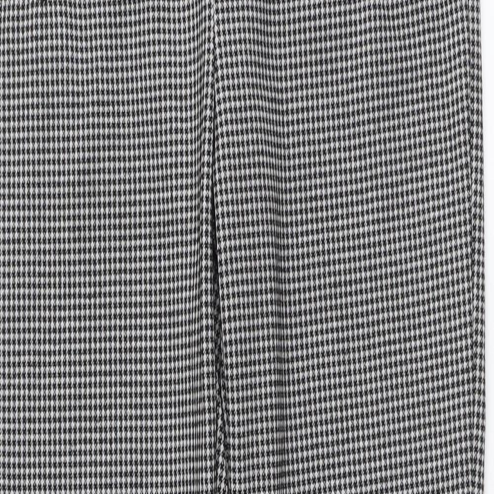 Primark Girls Black Houndstooth Polyester Chino Trousers Size 12-13 Years Regular Button