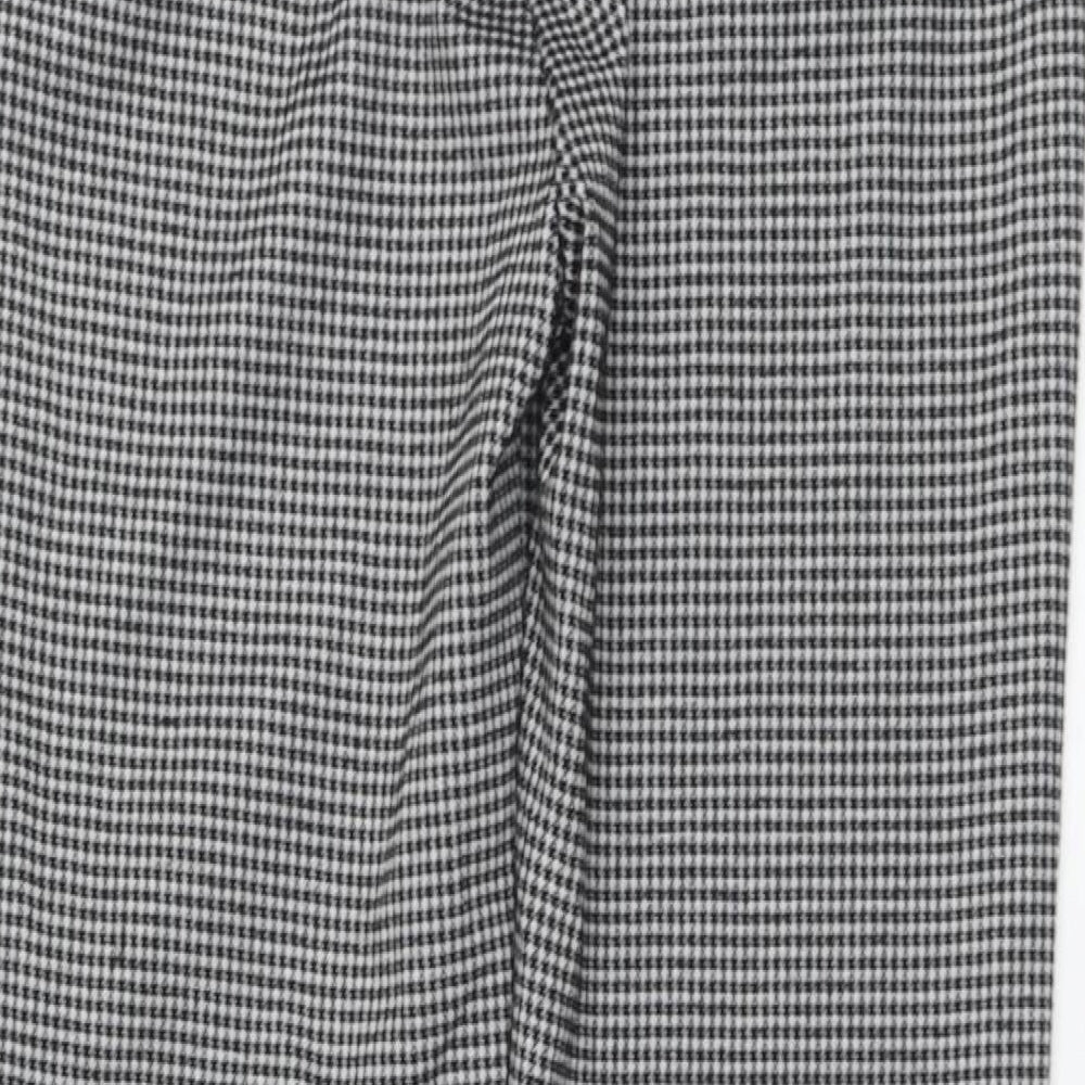 Primark Girls Black Houndstooth Polyester Chino Trousers Size 12-13 Years Regular Button