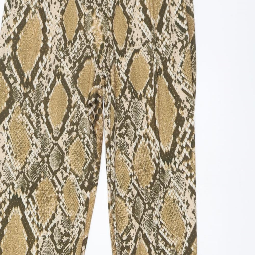 Urban renewal Womens Beige Animal Print Polyester Trousers Size M L33 in Regular Button