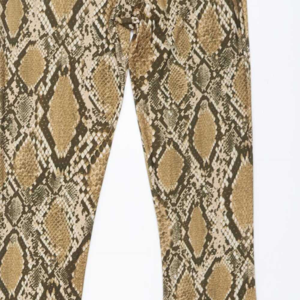 Urban renewal Womens Beige Animal Print Polyester Trousers Size M L33 in Regular Button
