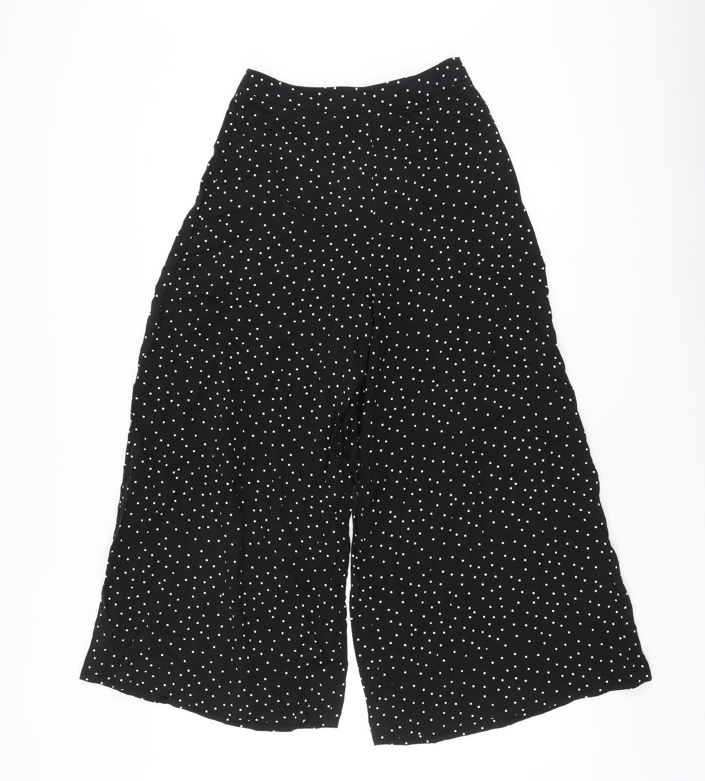 New Look Womens Black Polka Dot Viscose Trousers Size 8 L24 in Regular Button