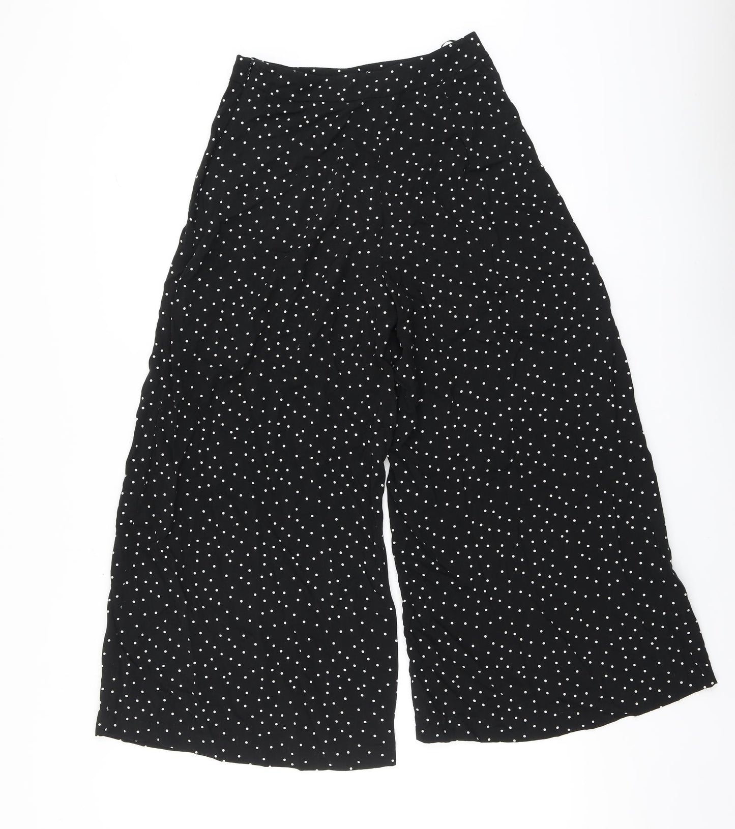 New Look Womens Black Polka Dot Viscose Trousers Size 8 L24 in Regular Button