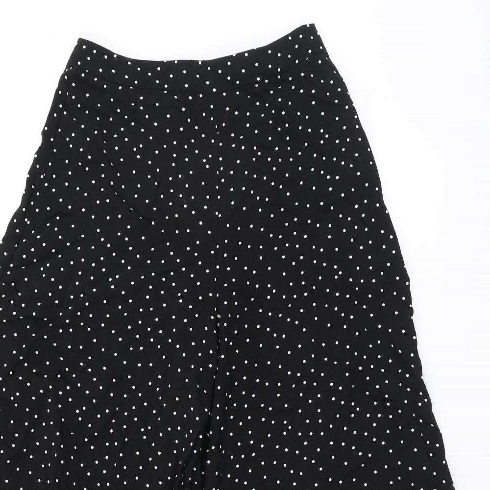 New Look Womens Black Polka Dot Viscose Trousers Size 8 L24 in Regular Button