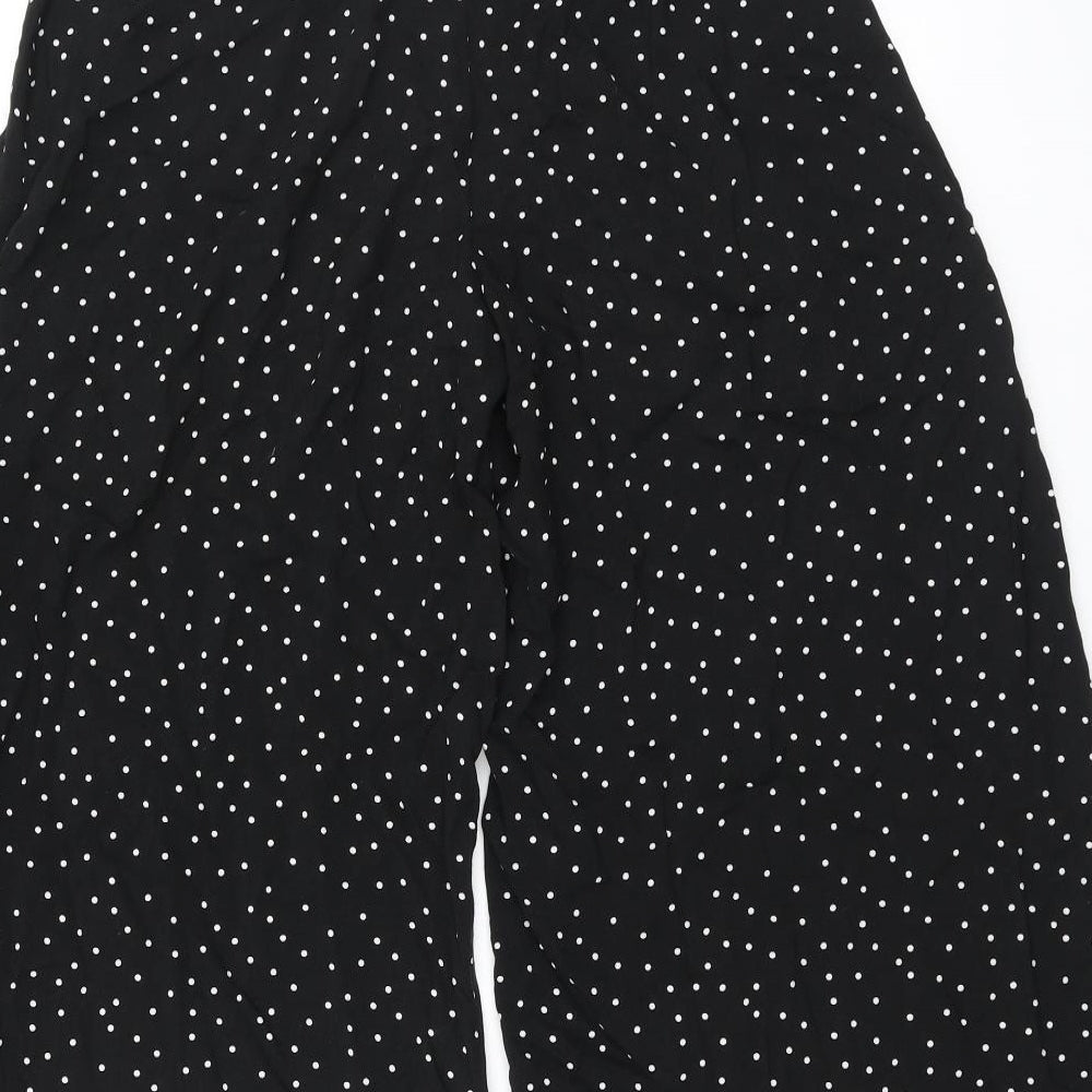 New Look Womens Black Polka Dot Viscose Trousers Size 8 L24 in Regular Button
