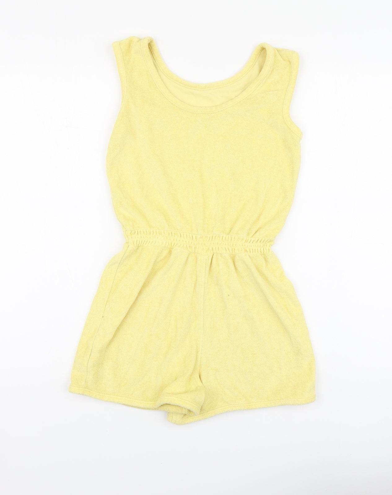 Primark Girls Yellow Cotton Jumpsuit One-Piece Size 9-10 Years Button