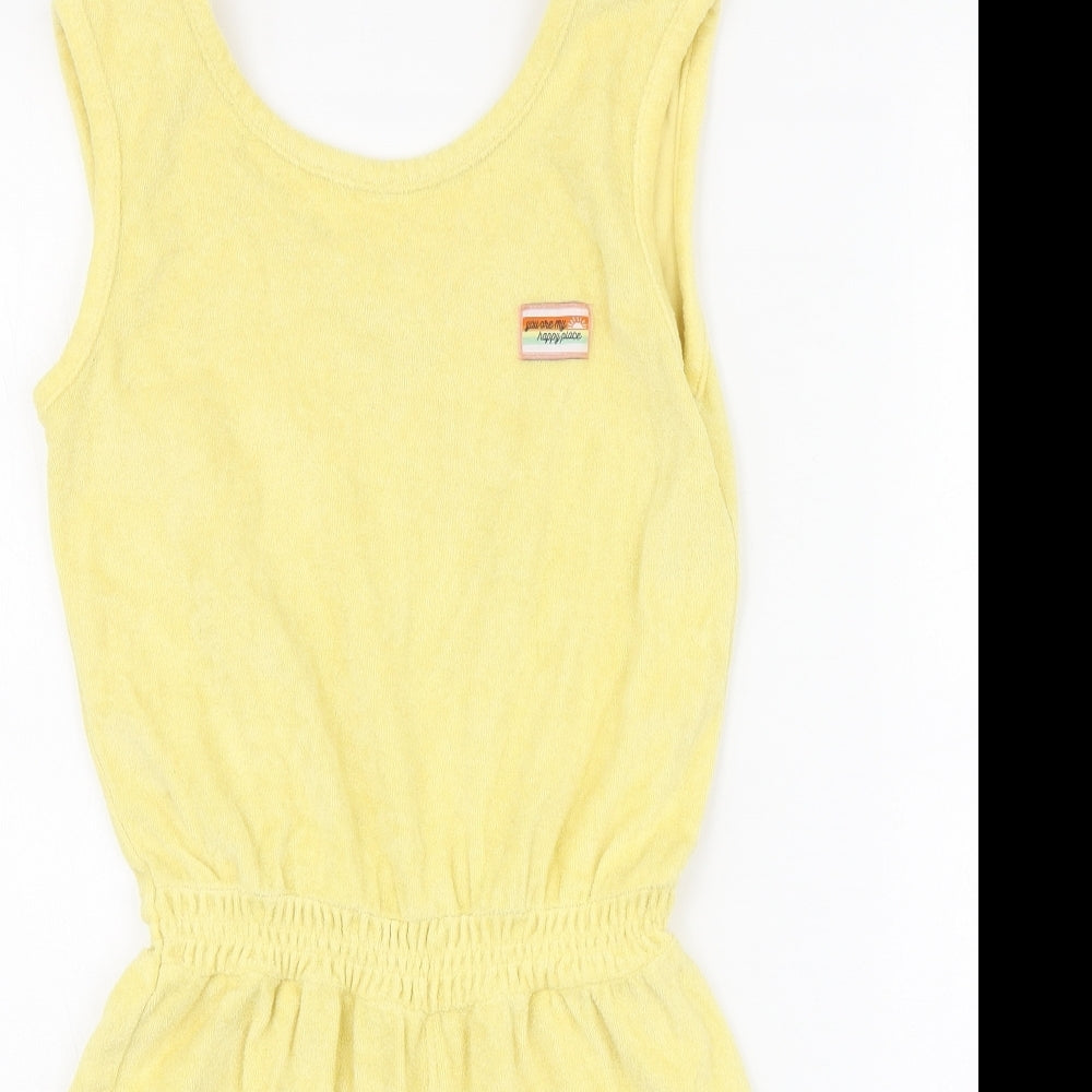 Primark Girls Yellow Cotton Jumpsuit One-Piece Size 9-10 Years Button