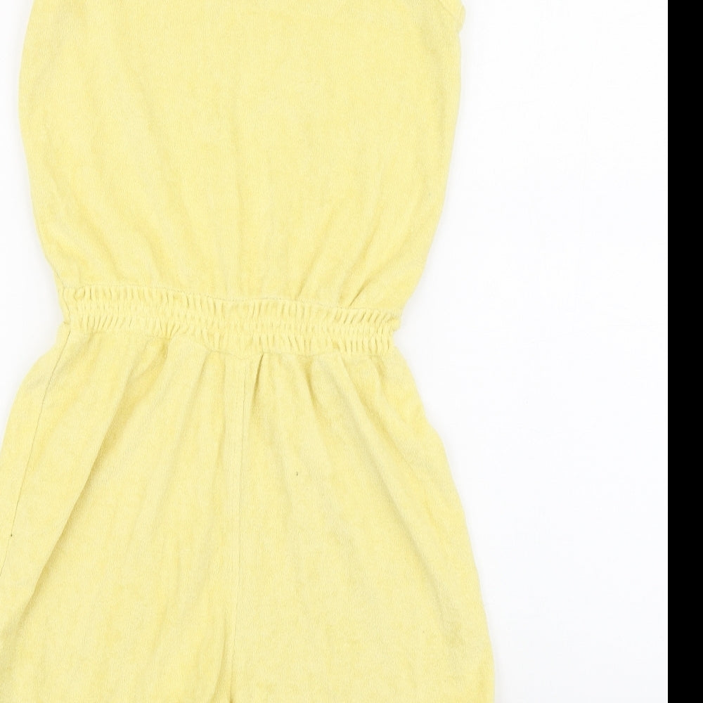 Primark Girls Yellow Cotton Jumpsuit One-Piece Size 9-10 Years Button