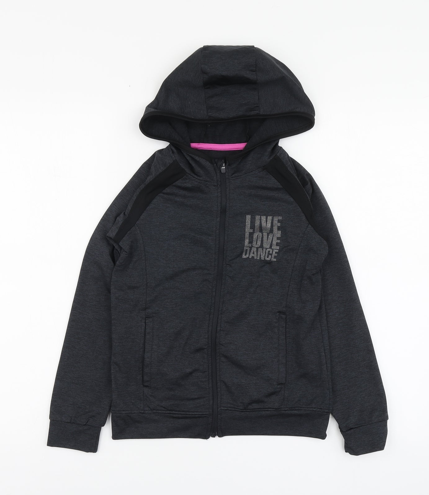 Souluxe Girls Grey Polyester Full Zip Hoodie Size 8-9 Years Zip
