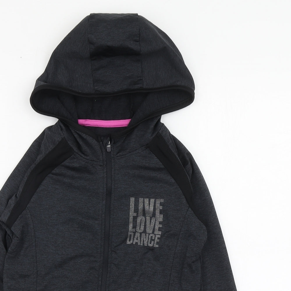 Souluxe Girls Grey Polyester Full Zip Hoodie Size 8-9 Years Zip