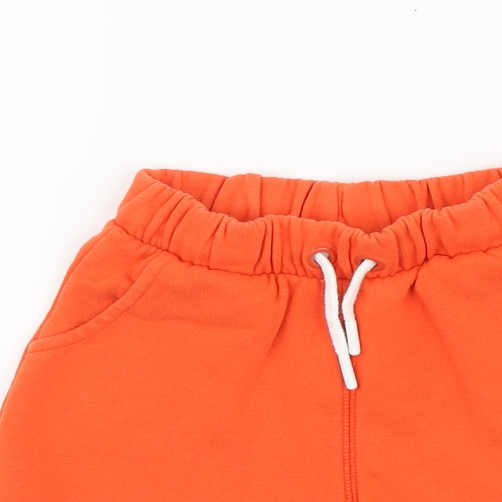 NEXT Girls Orange Cotton Sweat Shorts Size 4 Years Regular Drawstring