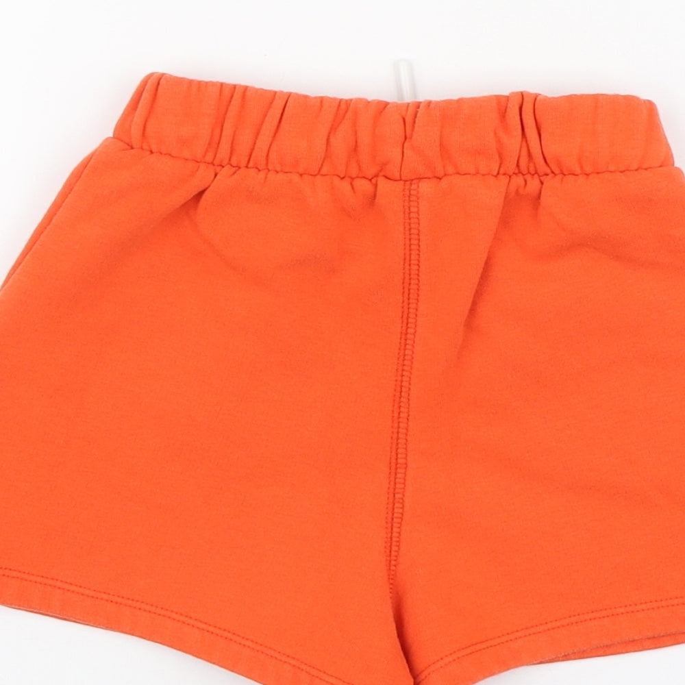 NEXT Girls Orange Cotton Sweat Shorts Size 4 Years Regular Drawstring