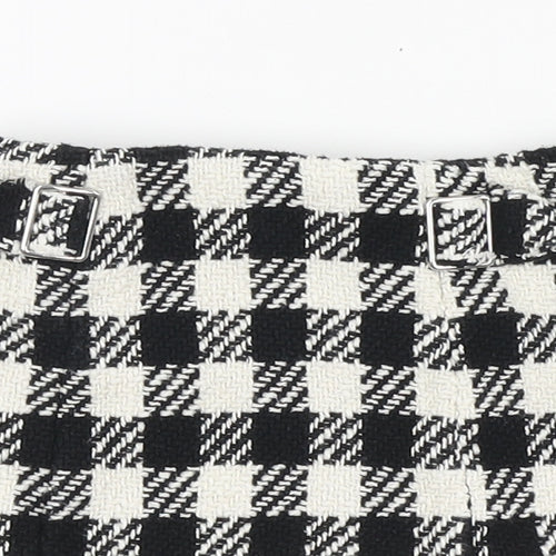 Zara Girls Black Plaid Cotton Wrap Shorts Size 6 Years Regular Zip