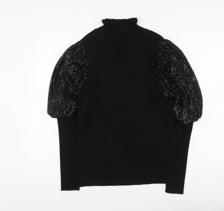 Cameo Rose Womens Black High Neck Viscose Pullover Jumper Size M