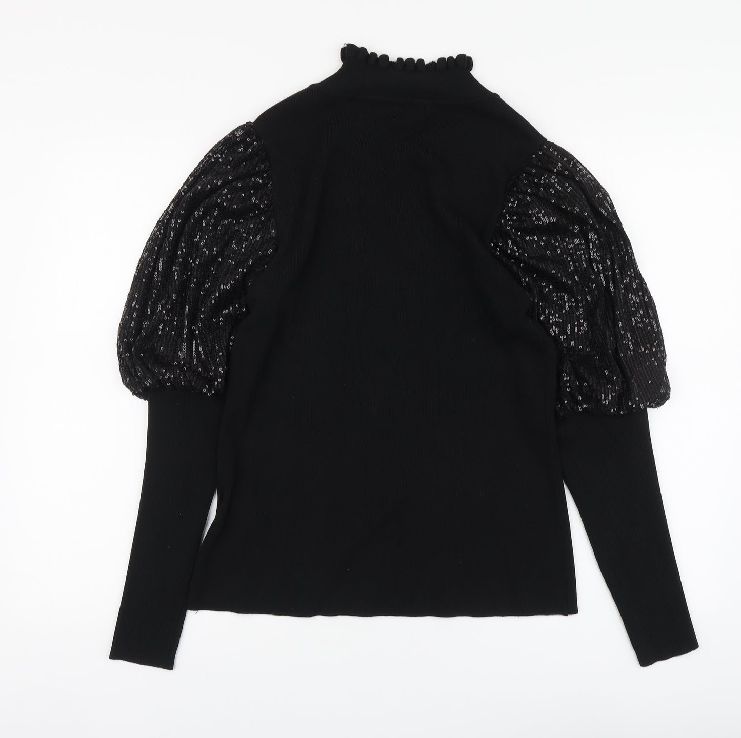 Cameo Rose Womens Black High Neck Viscose Pullover Jumper Size M