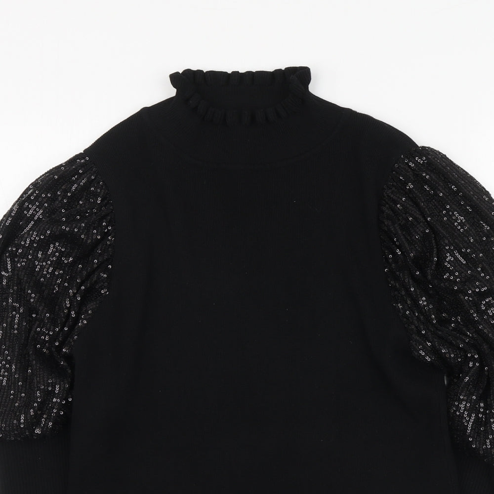 Cameo Rose Womens Black High Neck Viscose Pullover Jumper Size M