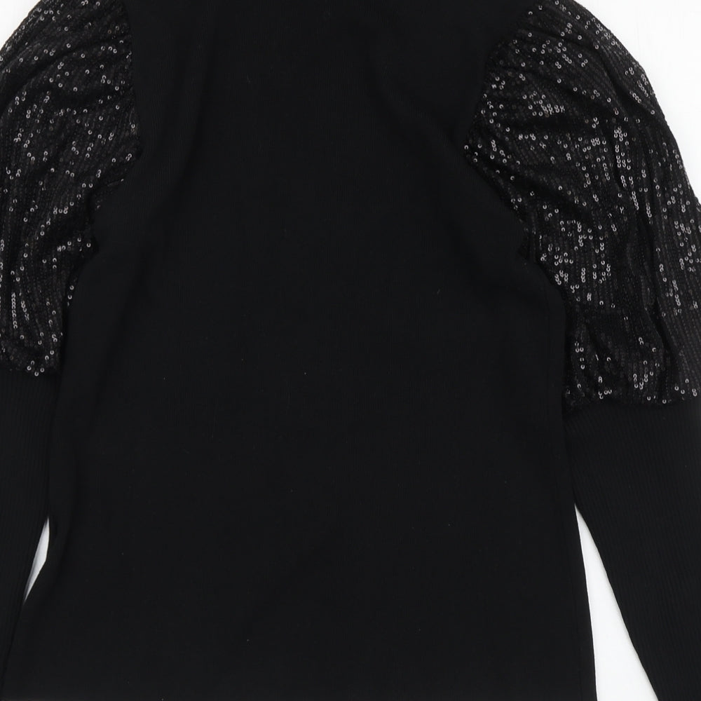 Cameo Rose Womens Black High Neck Viscose Pullover Jumper Size M