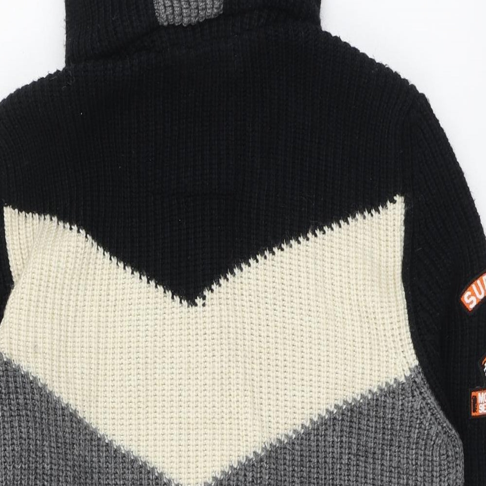 Superdry Mens Grey High Neck Acrylic Pullover Jumper Size L