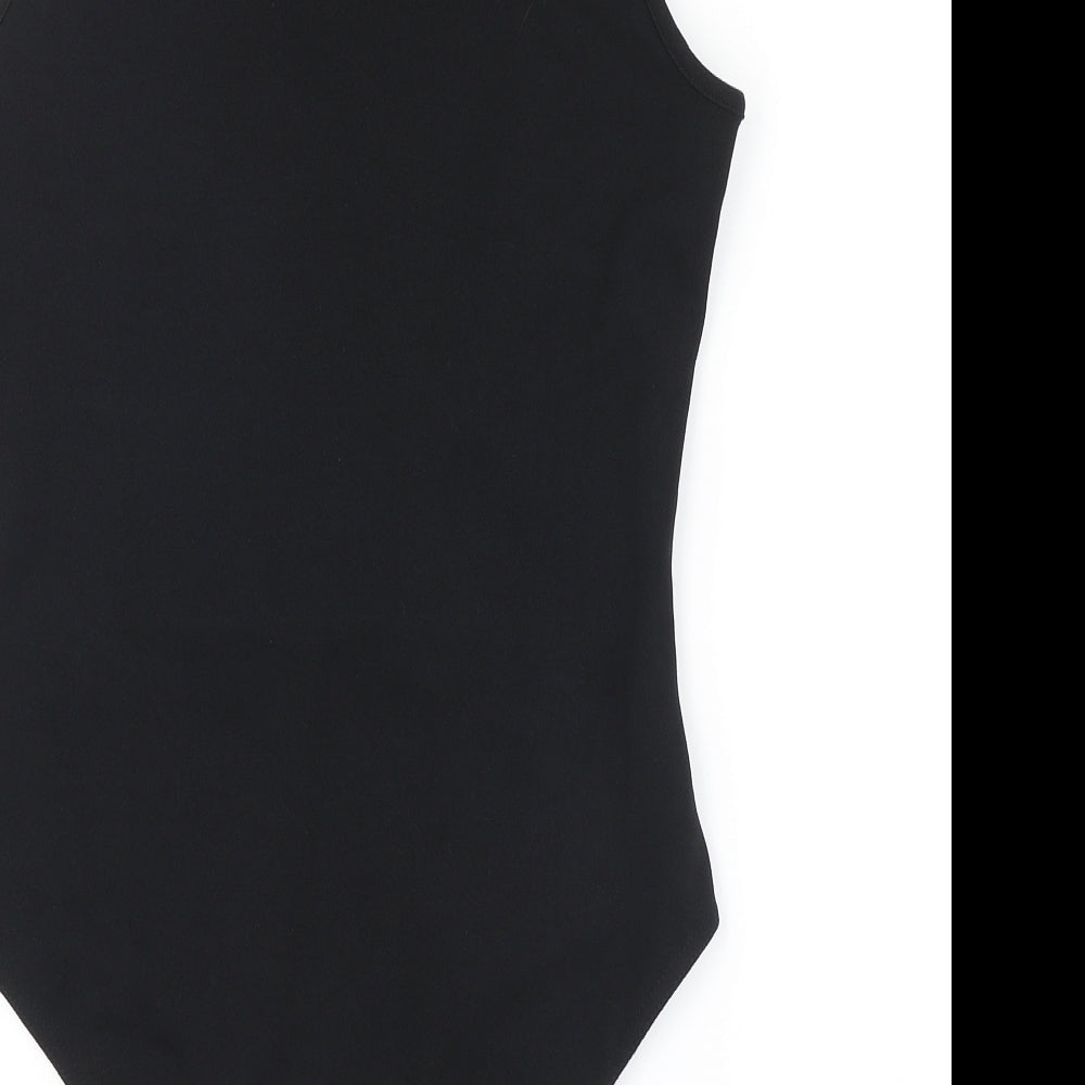 Boohoo Womens Black Polyester Bodysuit One-Piece Size 12 Button - Cutout