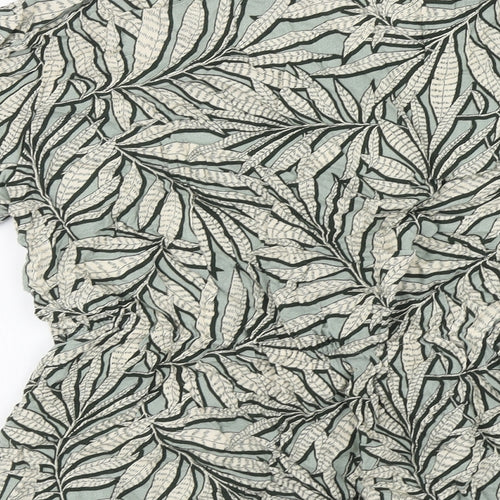Primark Womens Green Floral Viscose Basic Blouse Size 14 Round Neck