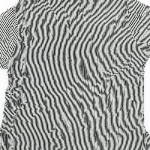 Cherie Womens Black Striped Polyester Basic Button-Up Size M Collared