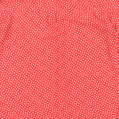 F&F Womens Red Geometric Polyester Basic Blouse Size 14 Round Neck