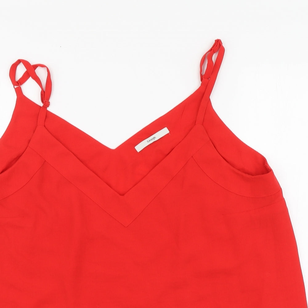 George Womens Red Polyester Camisole Blouse Size 18 V-Neck
