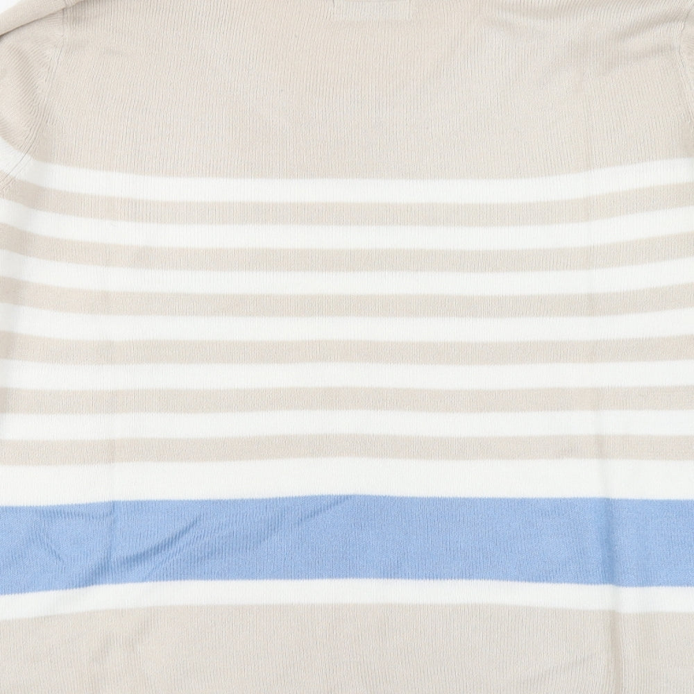 Papaya Womens Beige Round Neck Striped Acrylic Pullover Jumper Size 16