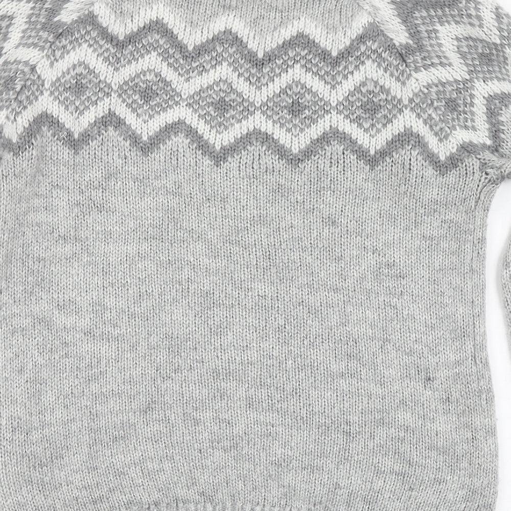 Papaya Womens Green Round Neck Geometric Acrylic Pullover Jumper Size S