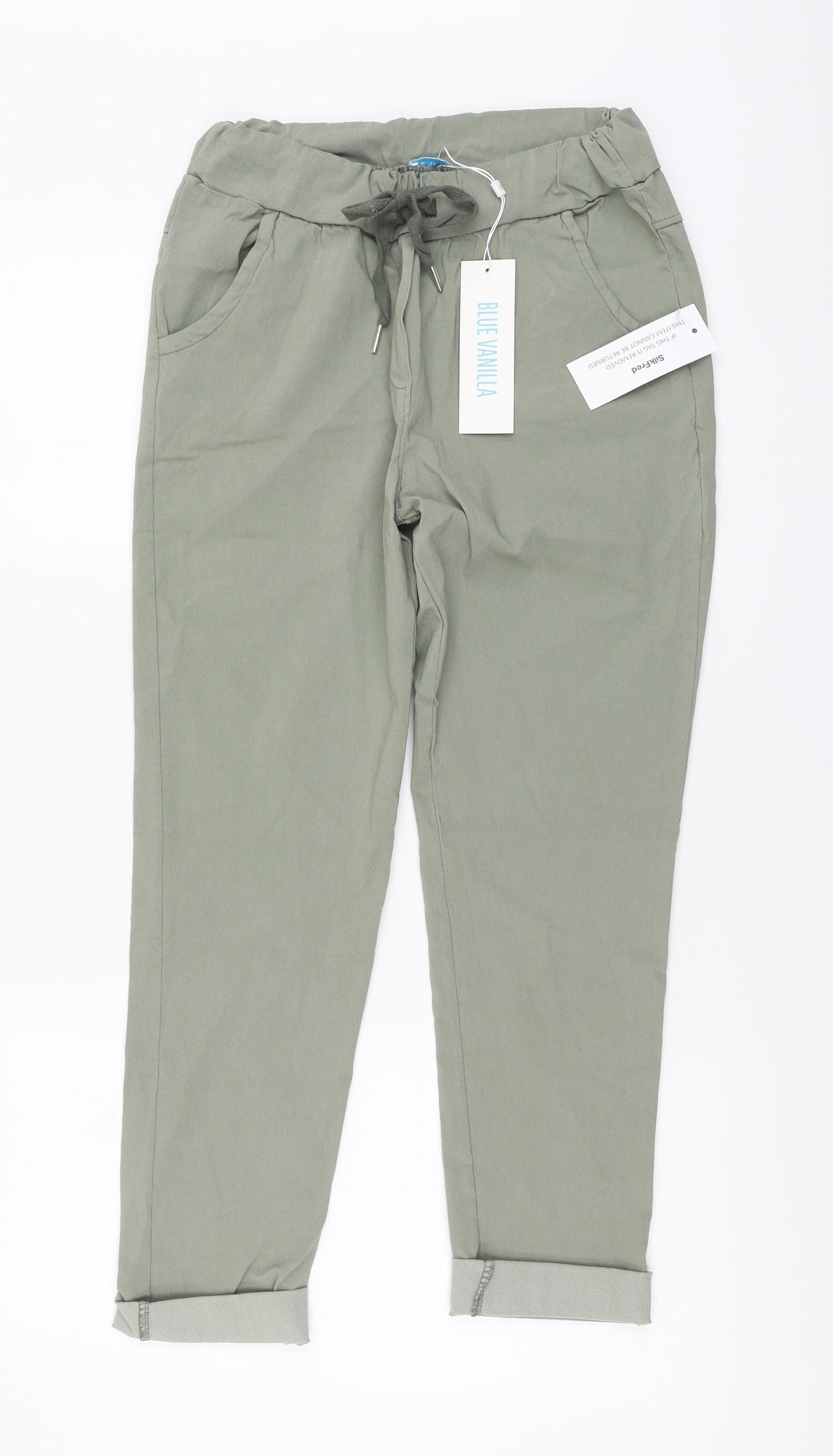 Blue Vanilla Womens Green Viscose Trousers One Size L24 in Regular Button