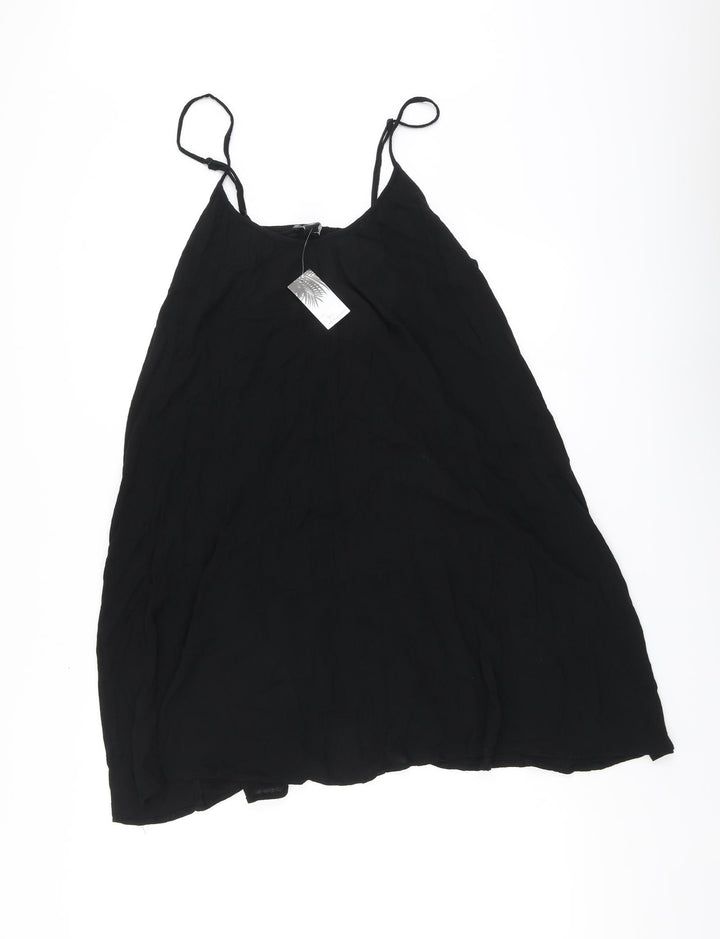 New Look Womens Black Viscose Skater Dress Size S Round Neck - Beachwear